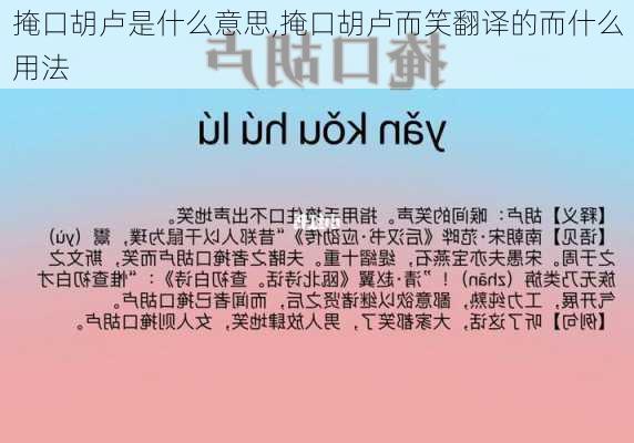 掩口胡卢是什么意思,掩口胡卢而笑翻译的而什么用法