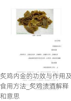 炙鸡内金的功效与作用及食用方法_炙鸡渍酒解释和意思