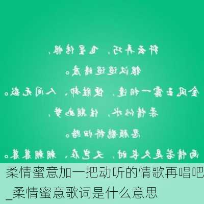 柔情蜜意加一把动听的情歌再唱吧_柔情蜜意歌词是什么意思