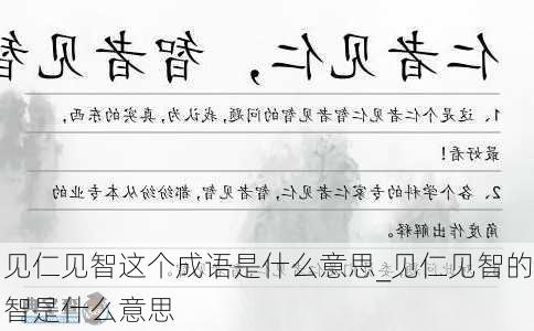 见仁见智这个成语是什么意思_见仁见智的智是什么意思