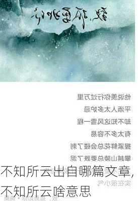 不知所云出自哪篇文章,不知所云啥意思