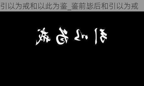 引以为戒和以此为鉴_鉴前毖后和引以为戒