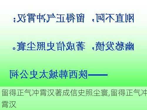 留得正气冲霄汉著成信史照尘寰,留得正气冲霄汉