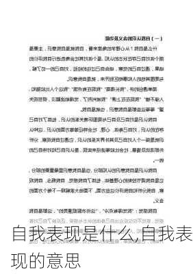 自我表现是什么,自我表现的意思