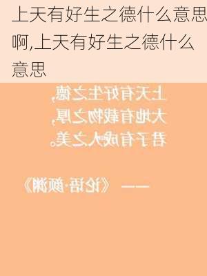 上天有好生之德什么意思啊,上天有好生之德什么意思