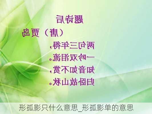 形孤影只什么意思_形孤影单的意思