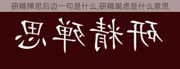 研精殚思后边一句是什么,研精竭虑是什么意思