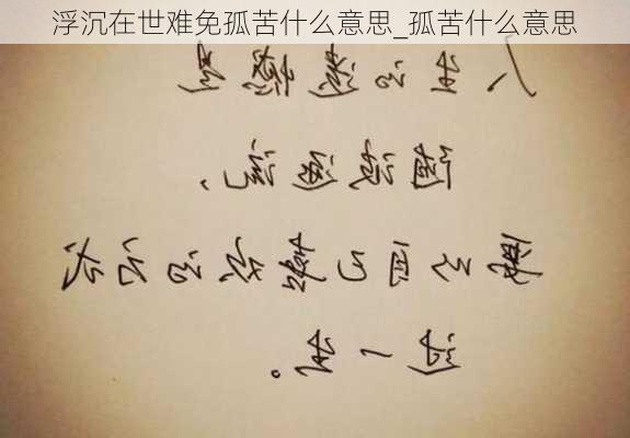 浮沉在世难免孤苦什么意思_孤苦什么意思