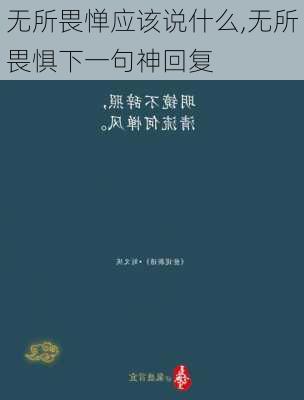 无所畏惮应该说什么,无所畏惧下一句神回复