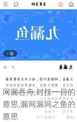 网漏吞舟,时挂一目的意思,漏网漏网之鱼的意思