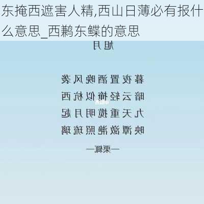 东掩西遮害人精,西山日薄必有报什么意思_西鹣东鲽的意思