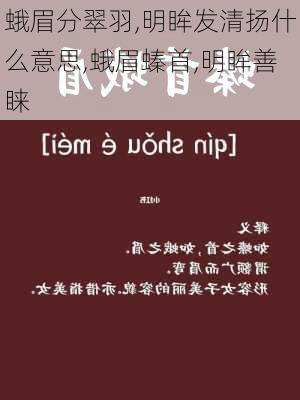 蛾眉分翠羽,明眸发清扬什么意思,蛾眉螓首,明眸善睐