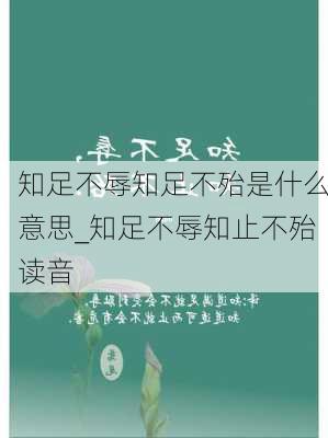 知足不辱知足不殆是什么意思_知足不辱知止不殆读音