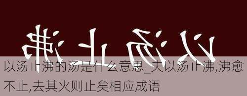 以汤止沸的汤是什么意思_夫以汤止沸,沸愈不止,去其火则止矣相应成语