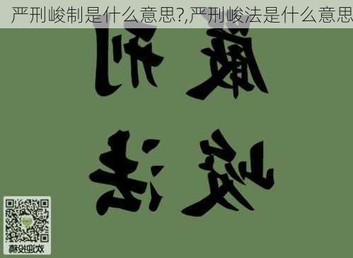 严刑峻制是什么意思?,严刑峻法是什么意思